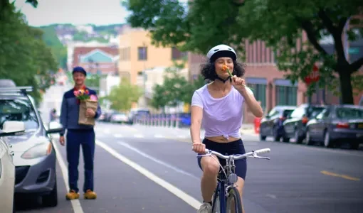 Cyclist featured in the Dutch Reach campaign
