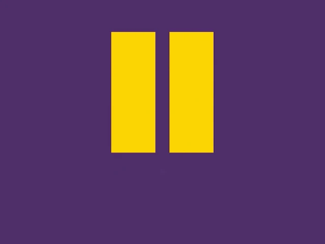 Yellow pause symbol on a purple background from the Take a Pause campaign